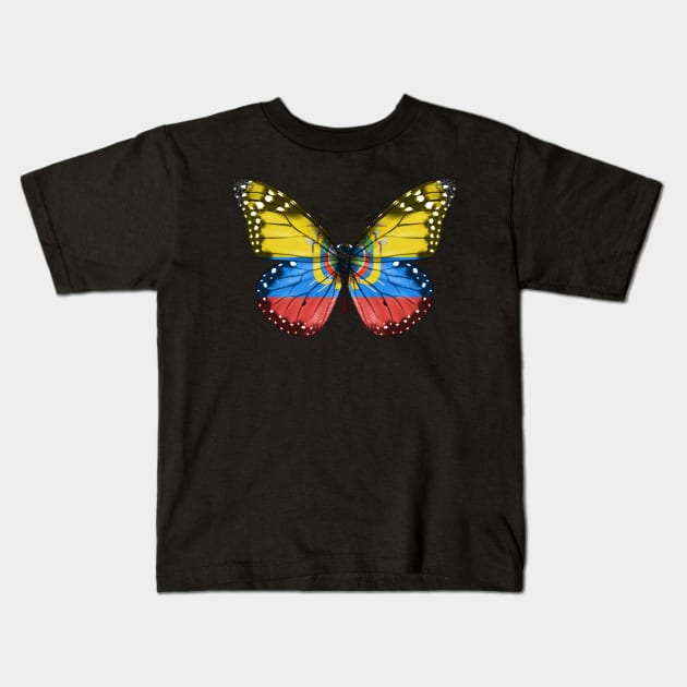 Ecuadorian Flag  Butterfly - Gift for Ecuadorian From Ecuador Kids T-Shirt by Country Flags